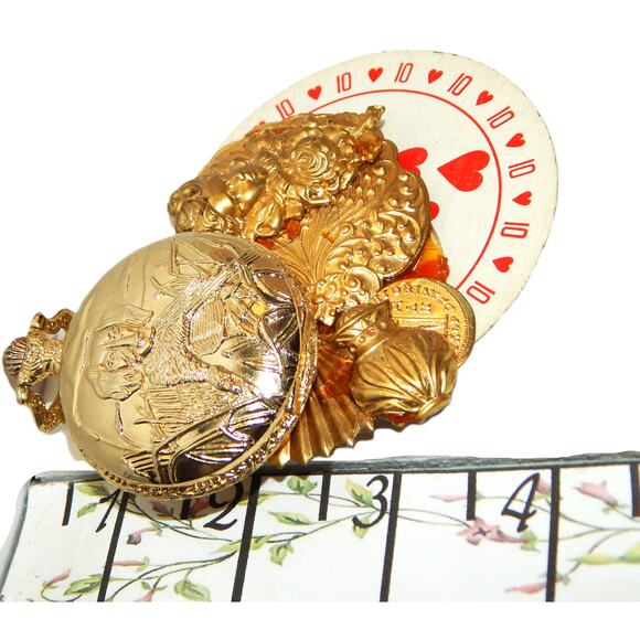 3 .5" Vintage 80's OOAK Rare Collage Assembled Mixed Materials Art Piece Brooch - Picture 9 of 9